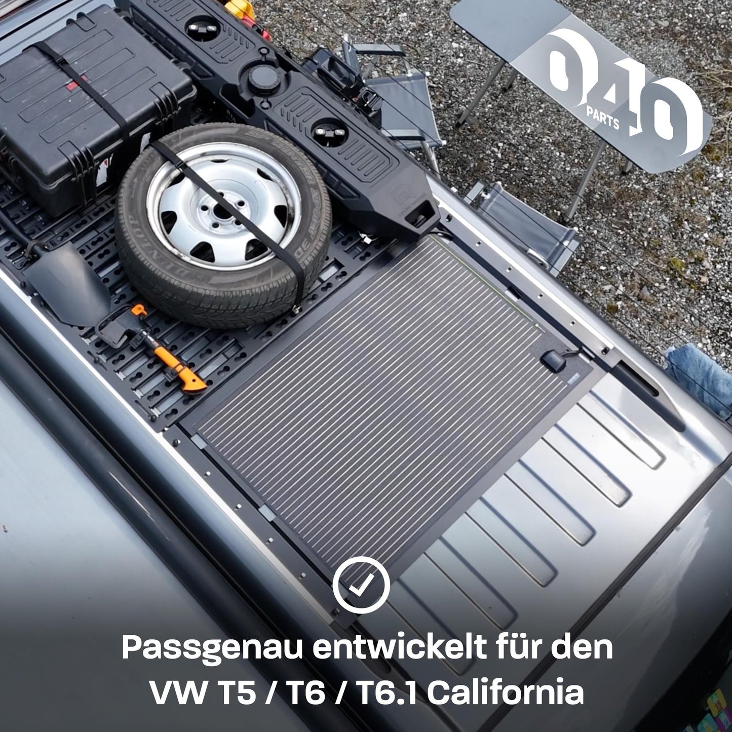 040 parts Solarplattenhalter Schwarz Halteplatte aus Aluminium für VW T5/T6/T6.1 California, passend für Wattstunde 135 Wp