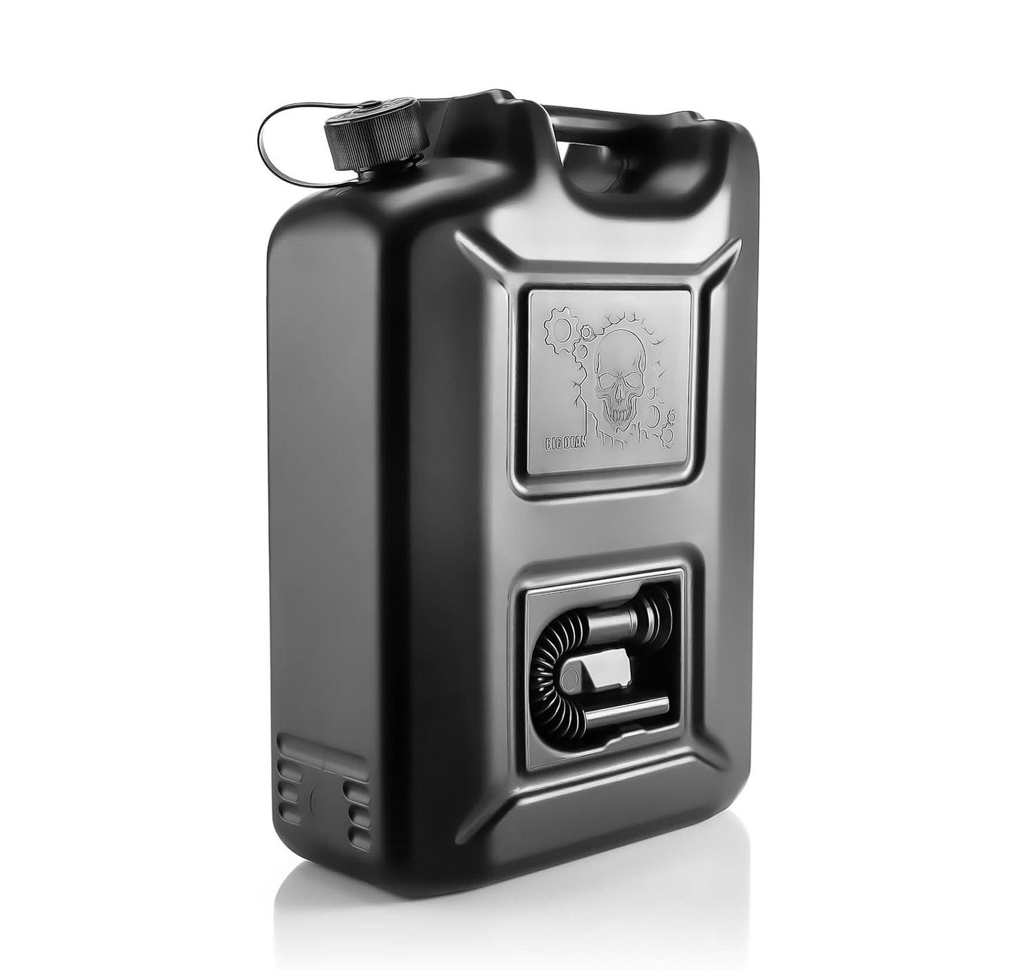 040parts Benzinkanister 20L Schwarz im Totenkopf Design Kraftstoffkanister für Benzin Diesel und AdBlue Made in Germany