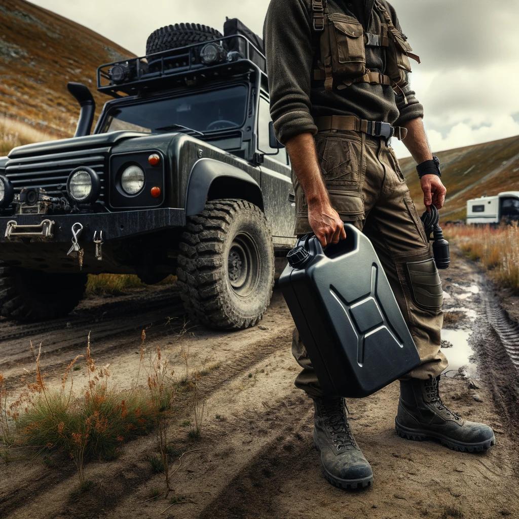 040parts Benzinkanister 20L Schwarz im Totenkopf Design Kraftstoffkanister für Benzin Diesel und AdBlue Made in Germany