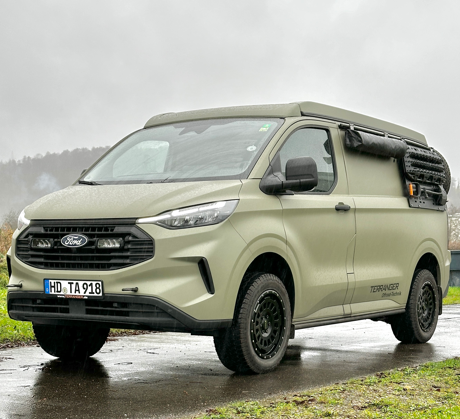 TWIN-MONOTUBE-PROJEKT-AT-HD, 8,5X18 ZOLL IN SEIDENMATT-SCHWARZ Ford Tourneo Custom / Transit / Nugget