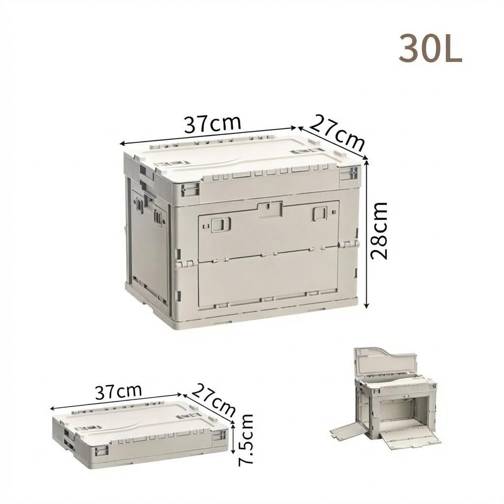 040 Parts Faltbox 30L klappbar grau stapelbare Transportbox mit Klappdeckel Kofferraum Organizer Aufbewahrungsbox faltbar
