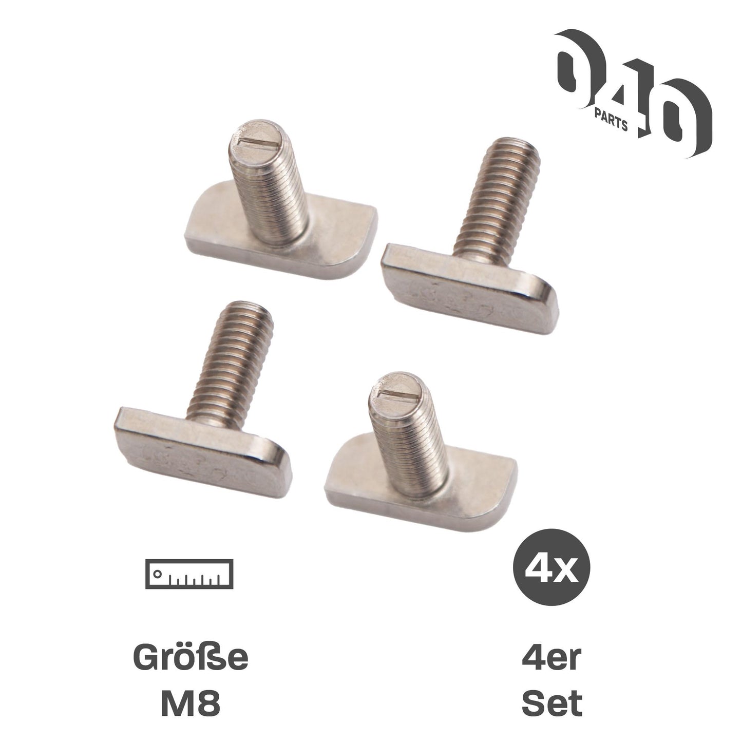 040 Parts Edelstahl M8x20 T-Schraube 4er Set für Schienen mit C-Profil für VW T7 T5 T6 T6.1 und Camper T Schraube Hammerkopfschraube