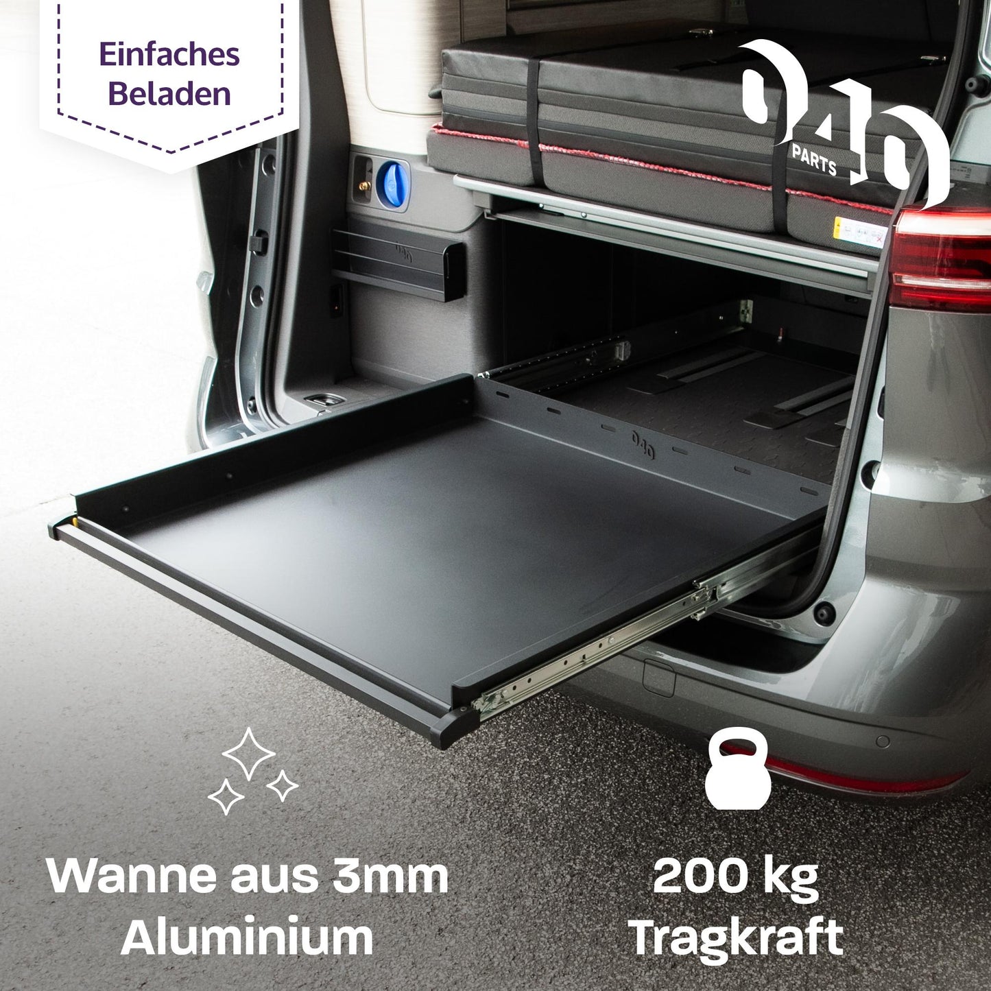 040 parts Einhand Heckauszug Schublade 950mm für T7 new California Beach Tour Heckbox Gepäckauszug Schwerlastauszug Schiene neuer California
