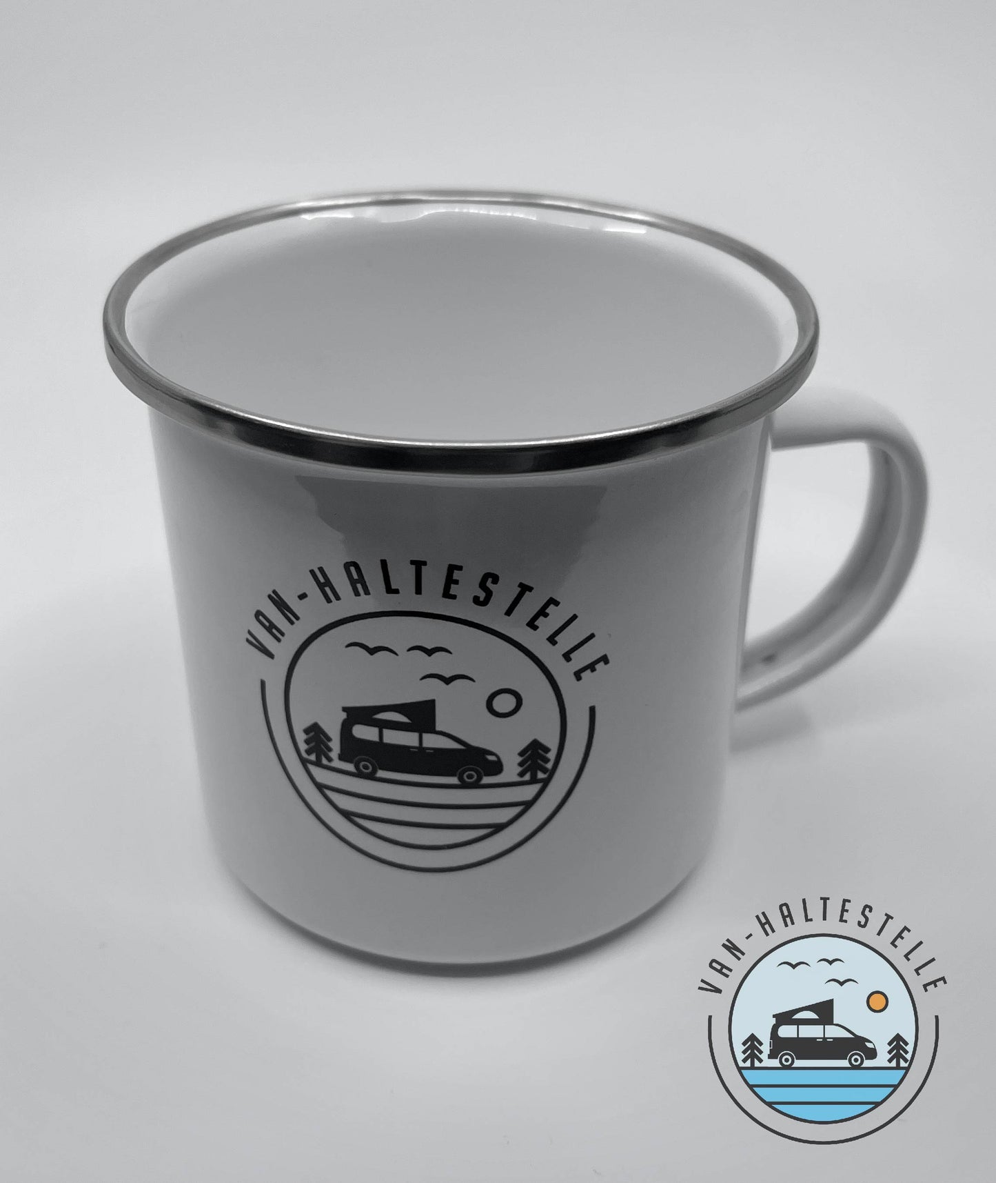 Van-Haltestelle Emaille Tasse Camping Zubehör Alternativen Text bearbeiten