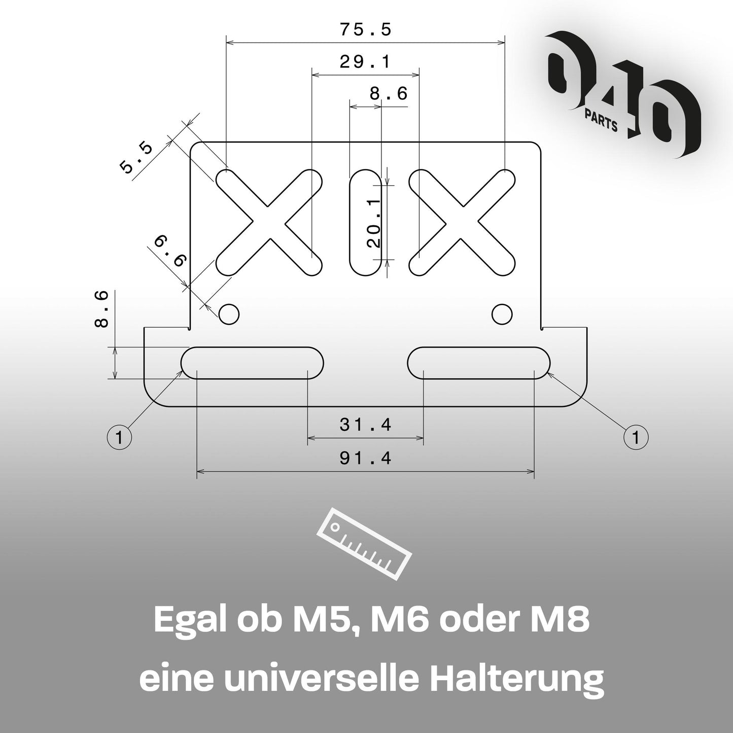 040 Parts Universelle Montageplatte für Reimo TopRail einzigartige Halteplatte Lochplatte  für dein Zubehör