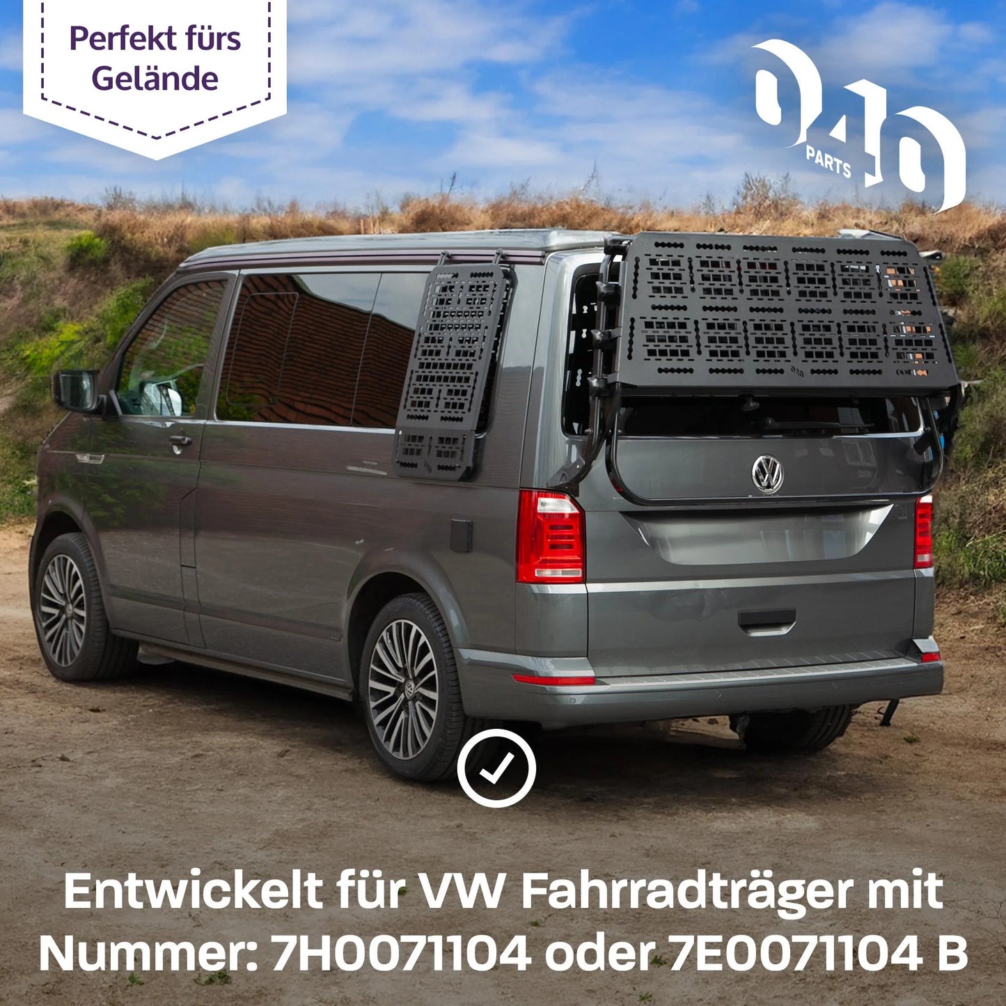 Molle Board für VW T5 T6 T6.1 Fahrradträger Gepäckträger Offroad Zubehör kompatibel mit original Heckträger LOGO
