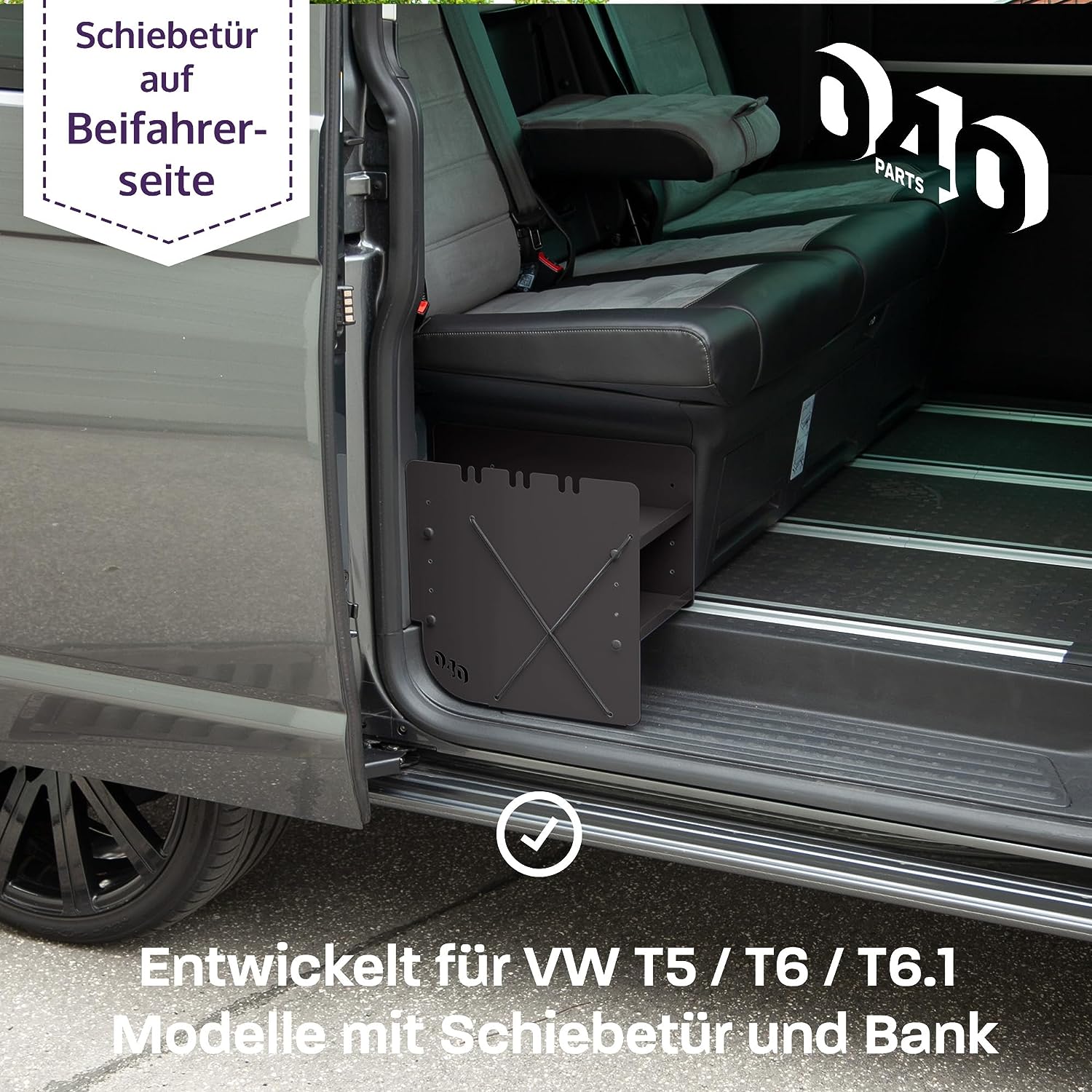 Van-Haltestelle Schuhregal SCHWARZ BEIFAHRERSEITE Zubehör passend für VW T5  T6 T6.1 California Schuhorganizer Schuhtasche