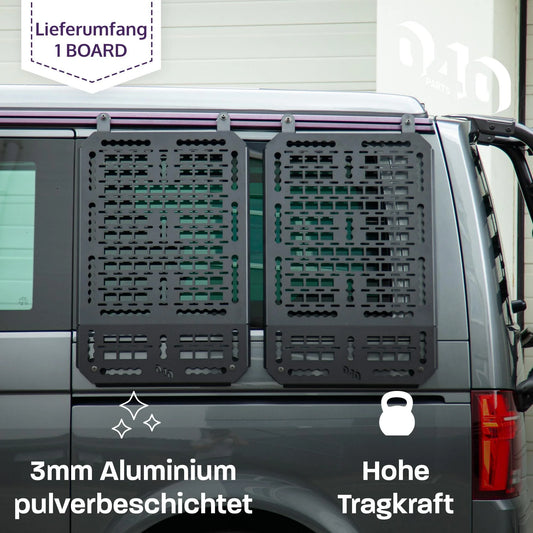 Molle Board für VW T5 T6 T6.1 mit Reimo Multirail oder Brandrup Top-Rail Universelle Gerätehalterung