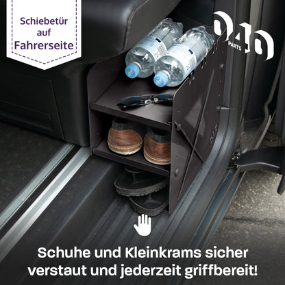 040 Parts Schuhregal SCHWARZ FAHRERSEITE Zubehör passend für VW T7 California und Multivan Schuhorganizer Schuhtasche