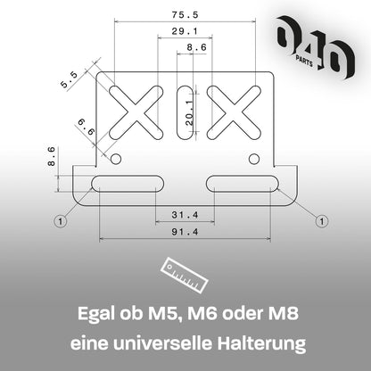 040 Parts Universelle Montageplatte für Reimo TopRail einzigartige Halteplatte Lochplatte für dein Zubehör