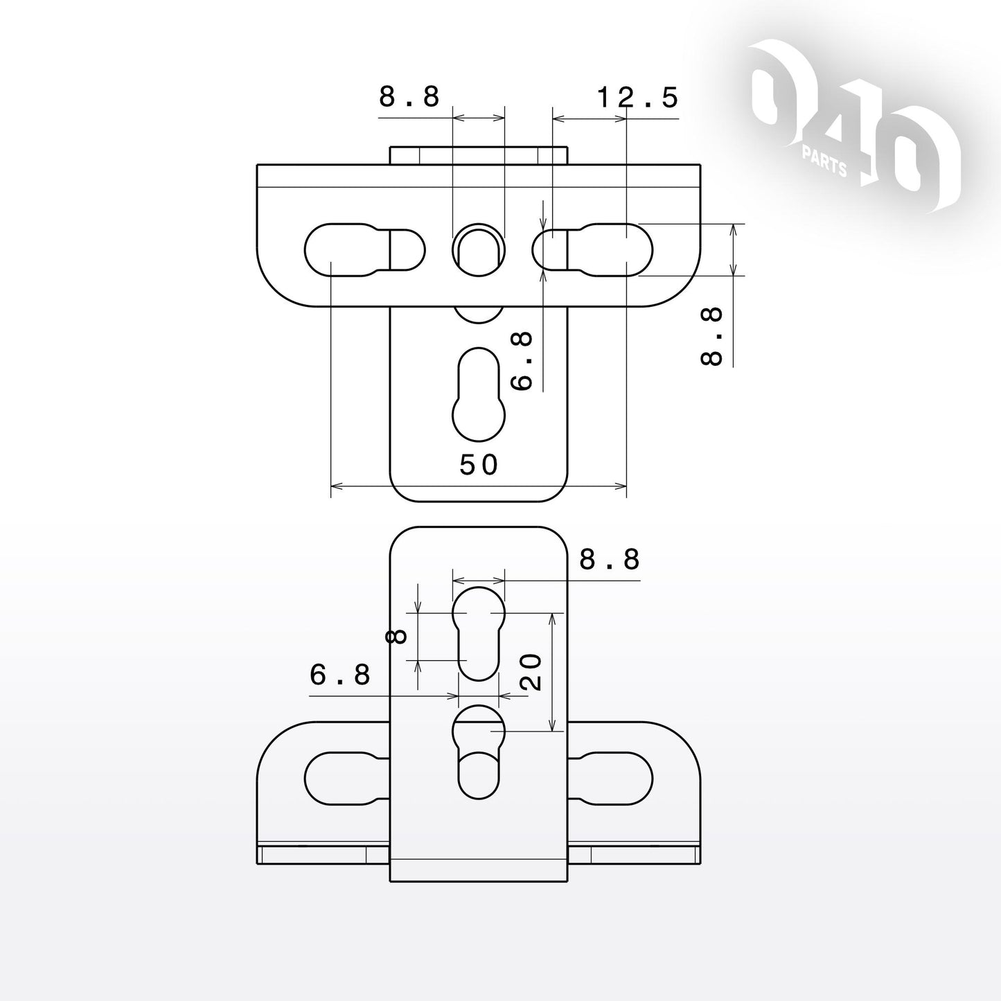040 parts Dachträger Fuß für VW T7, T5, T6, T6.1 California sowie für Transporter und für Multivan mit C-Schiene