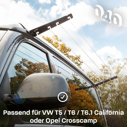 040 parts Wäscheleine für VW T5, T6, T6.1 und Opel Crosscamp Trockne deine Wäsche direkt am Camper!