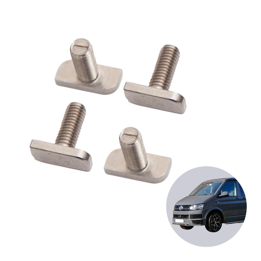 040 Parts Edelstahl M8x20 T-Schraube 4er Set für Schienen mit C-Profil für VW T7 T5 T6 T6.1 und Camper T Schraube Hammerkopfschraube