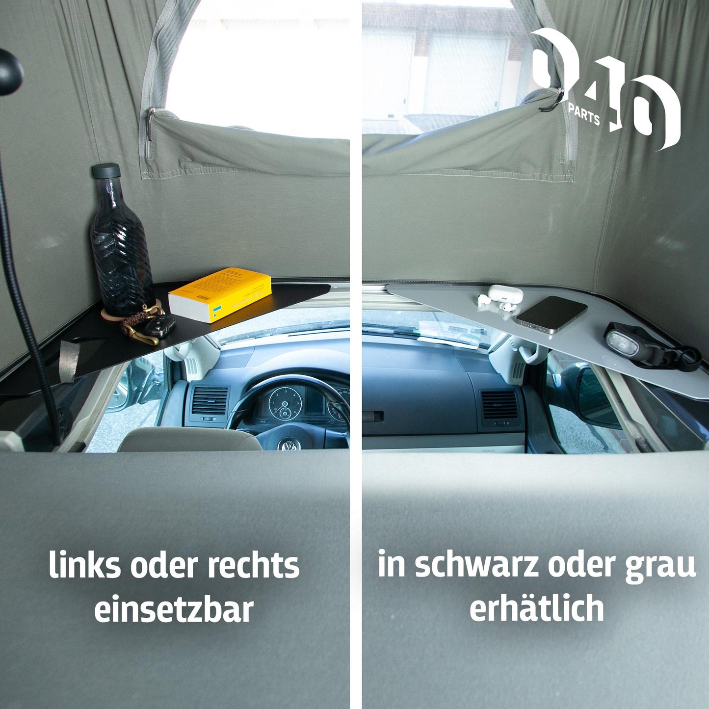 040 parts Ablagefläche schwarz für das Dachzelt deines VW T5 T6 T6.1 T7 California - Regalboden Ablage Fach Mehr Stauraum