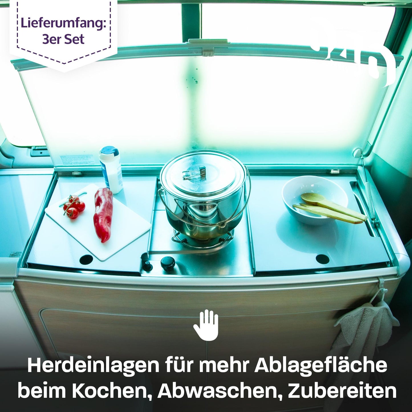040 parts Herdeinlagen 3er Set für VW T5 T6 T6.1 California passgenau