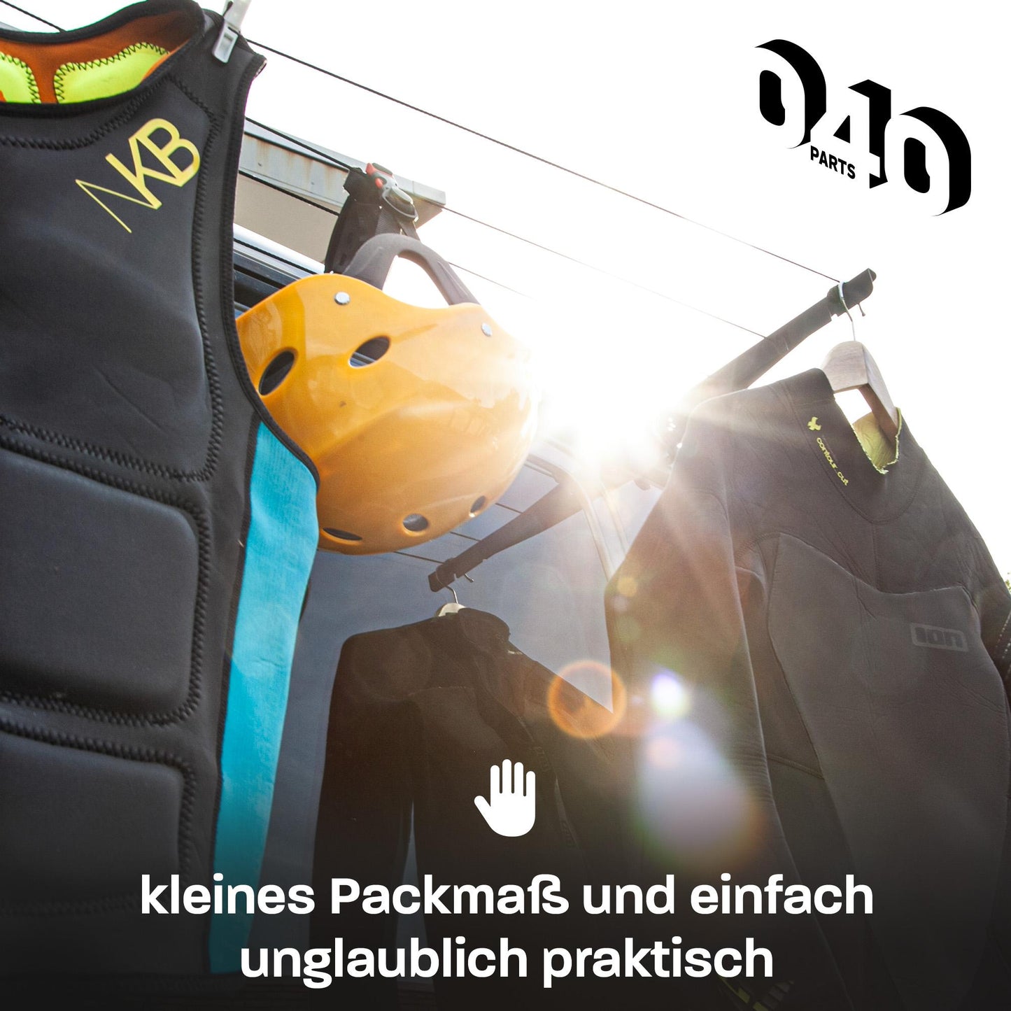040 parts Wäscheleine für VW T5, T6, T6.1 und Opel Crosscamp Trockne deine Wäsche direkt am Camper!