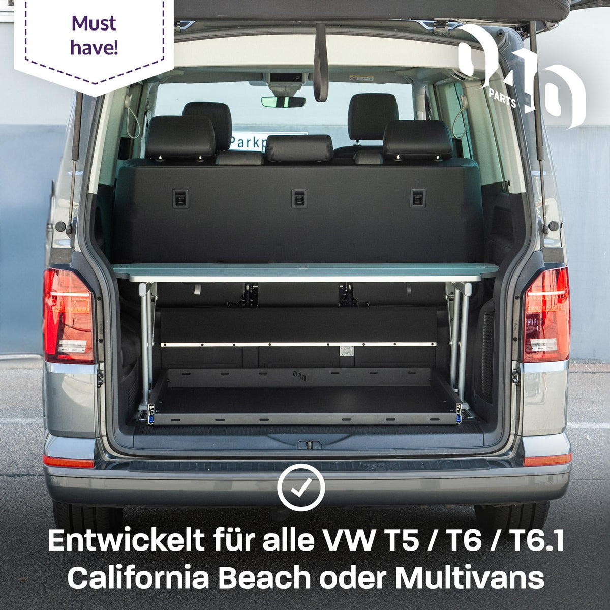 040 parts classic Heckauszug Schublade 800mm für T5 T6 T6.1 California Beach oder für Multivans Heckbox Gepäckauszug Schwerlastauszug Schiene