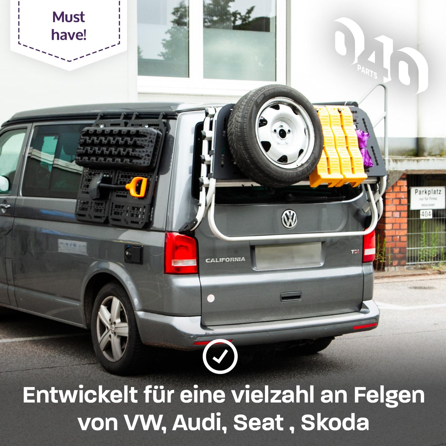 B-Ware: 040 parts Reserveradhalter für VW T5, T6 und T6.1 Ersatzreifen kompatibel mit vielen Anderen Felgen Ersatzreifen Halter Ersatzrad Ha