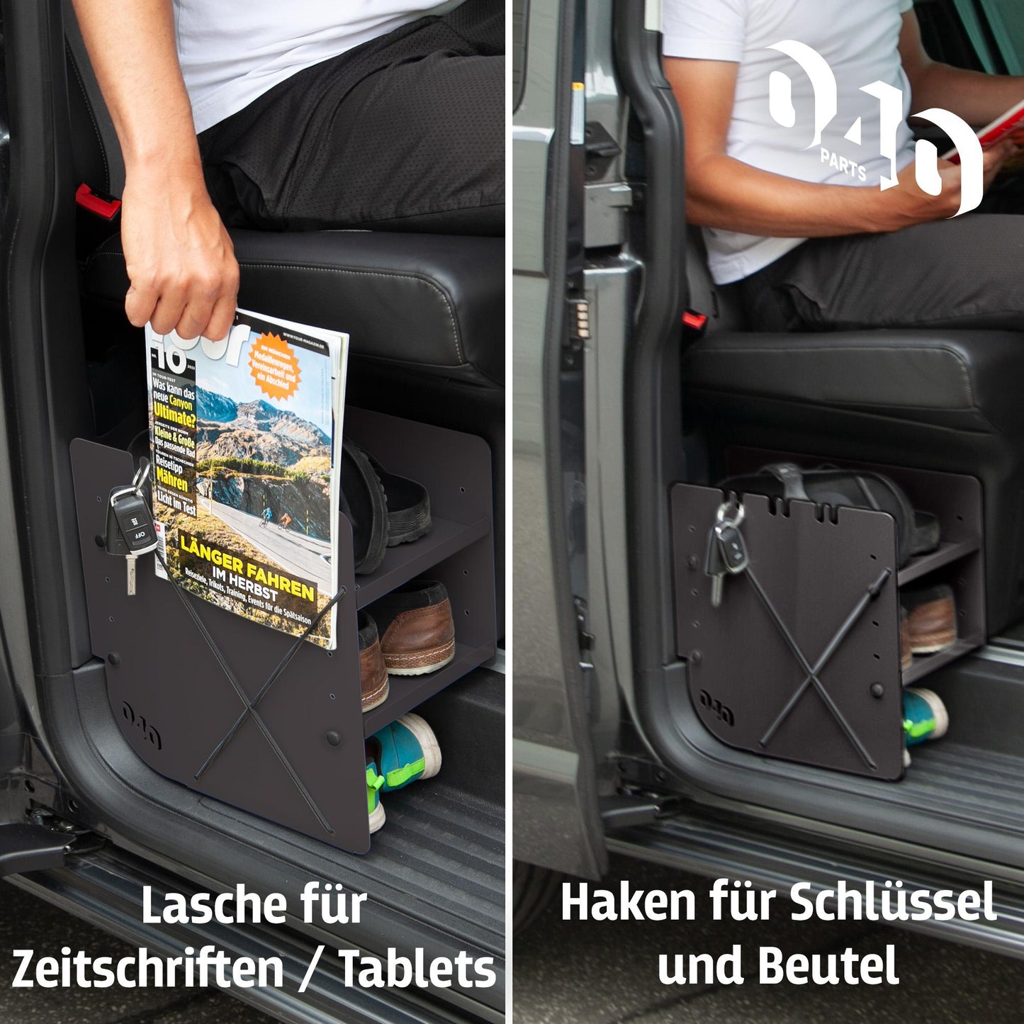 040 Parts Schuhregal SCHWARZ BEIFAHRERSEITE Zubehör passend für VW T7 California und Multivan Schuhorganizer Schuhtasche