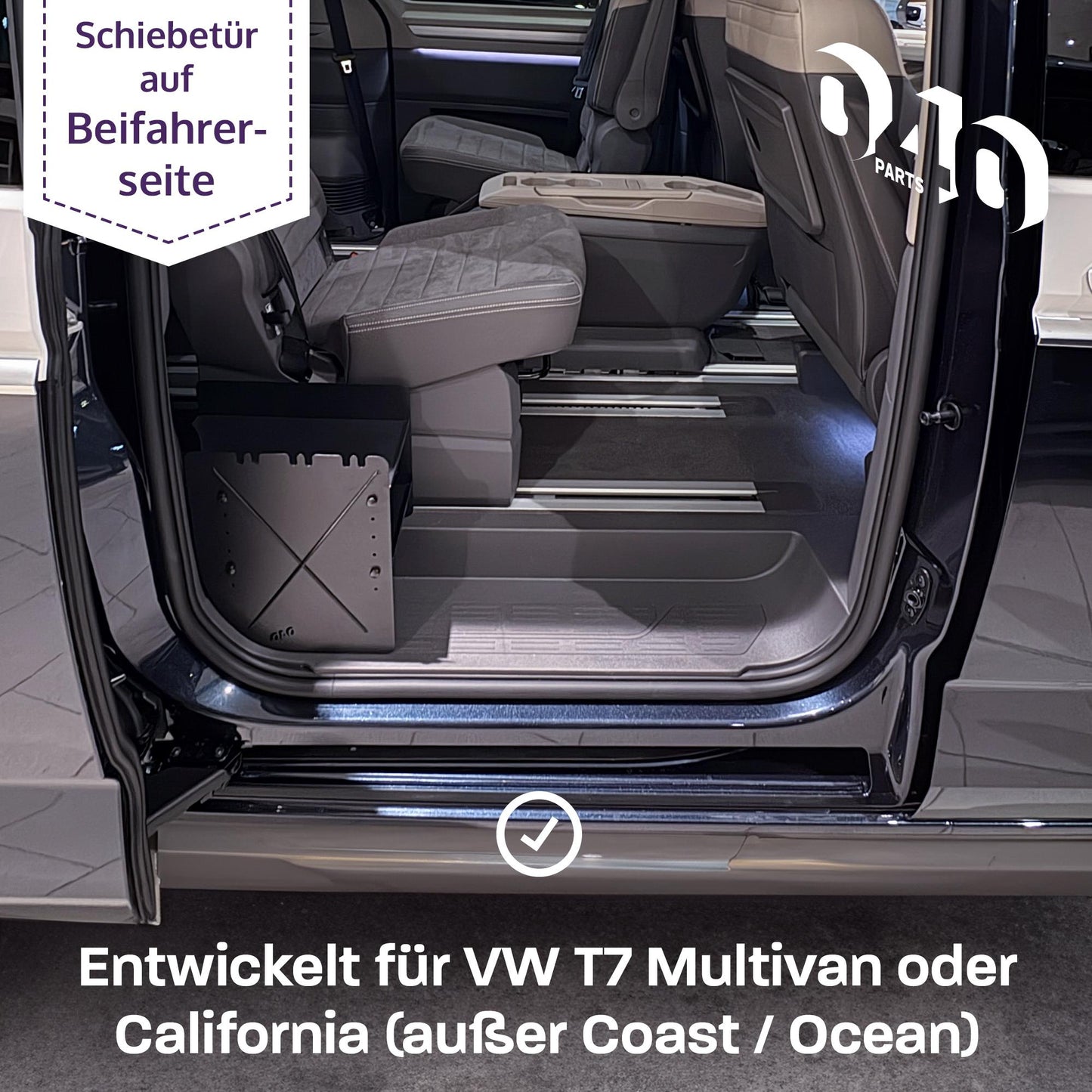 040 Parts Schuhregal SCHWARZ BEIFAHRERSEITE Zubehör passend für VW T7 California und Multivan Schuhorganizer Schuhtasche