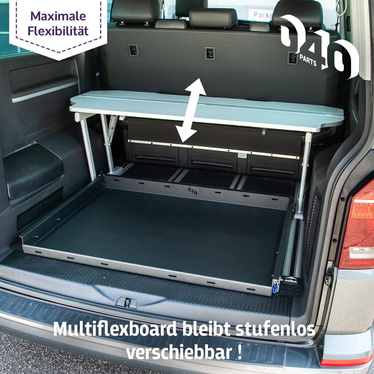 040 parts classic Heckauszug Schublade 800mm für T5 T6 T6.1 California Beach oder für Multivans Heckbox Gepäckauszug Schwerlastauszug Schiene
