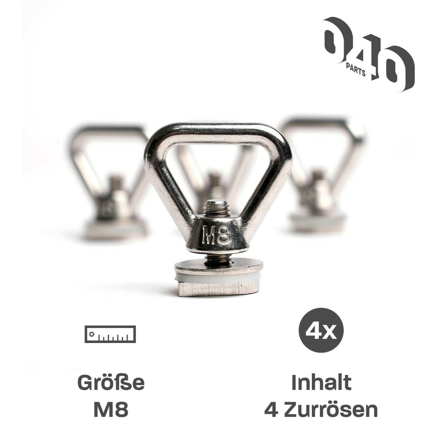 040 Parts Edelstahl Zurrösen 4er Set für Dach-Schienen mit C-Profil für VW T5 T6 T6.1 oder Opel Crosscamp