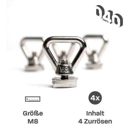 040 Parts Edelstahl Zurrösen 4er Set für Dach-Schienen mit C-Profil für VW T5 T6 T6.1 oder Opel Crosscamp