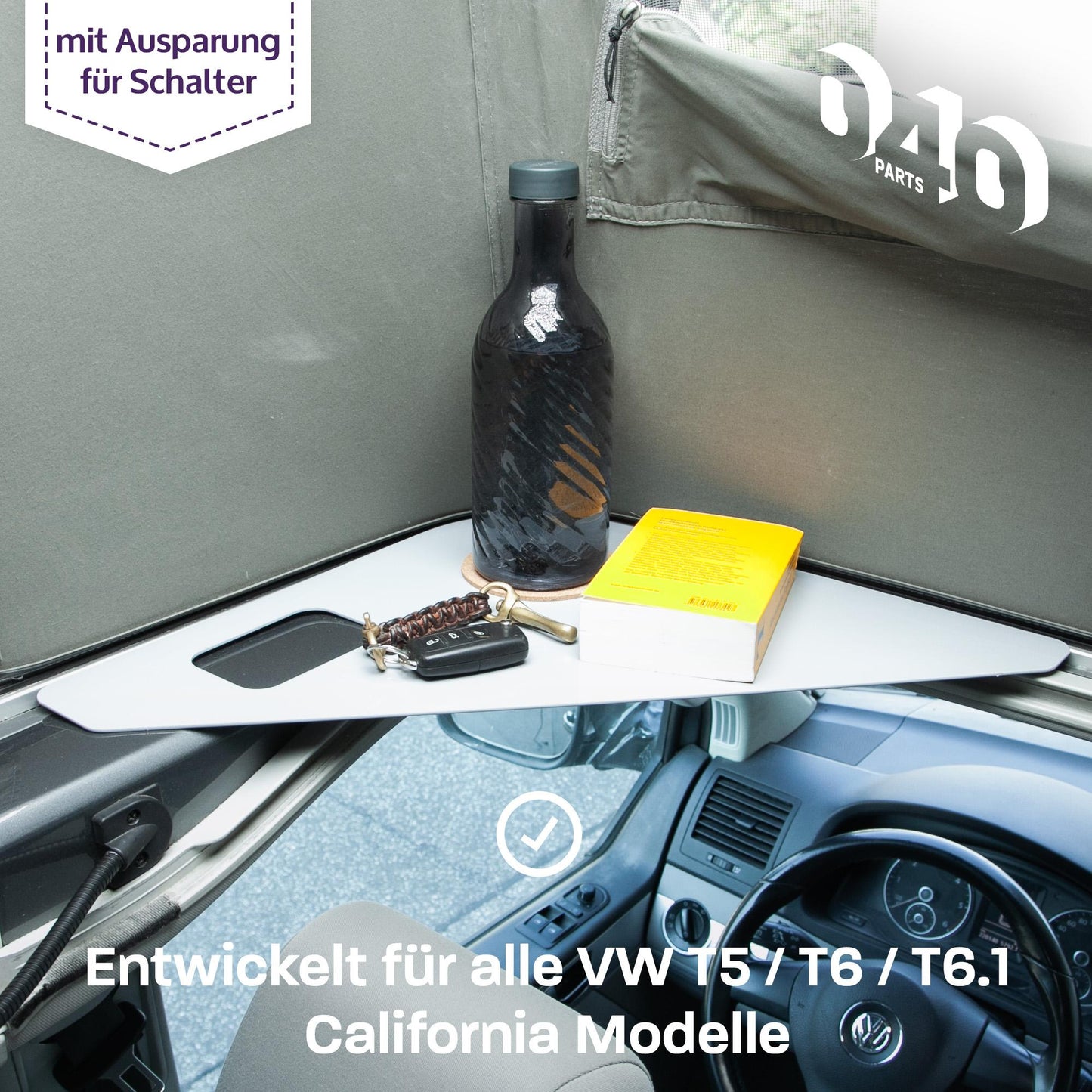 040 parts Ablagefläche grau für das Dachzelt deines VW T5 T6 T6.1 T7 California - Regalboden Ablage Fach Mehr Stauraum