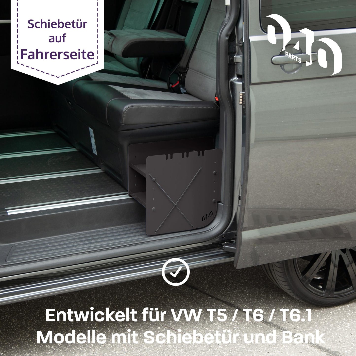 040 Parts Schuhregal SCHWARZ FAHRERSEITE Zubehör passend für VW T5 T6 T6.1 Schuhorganizer Schuhtasche