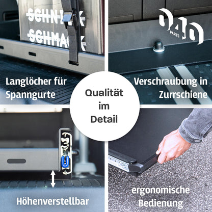 040 parts Einhand Heckauszug Schublade 750mm für T5 T6 T6.1 California (Comfortline Coast Ocean) Heckbox Gepäckauszug Schwerlastauszug Schiene