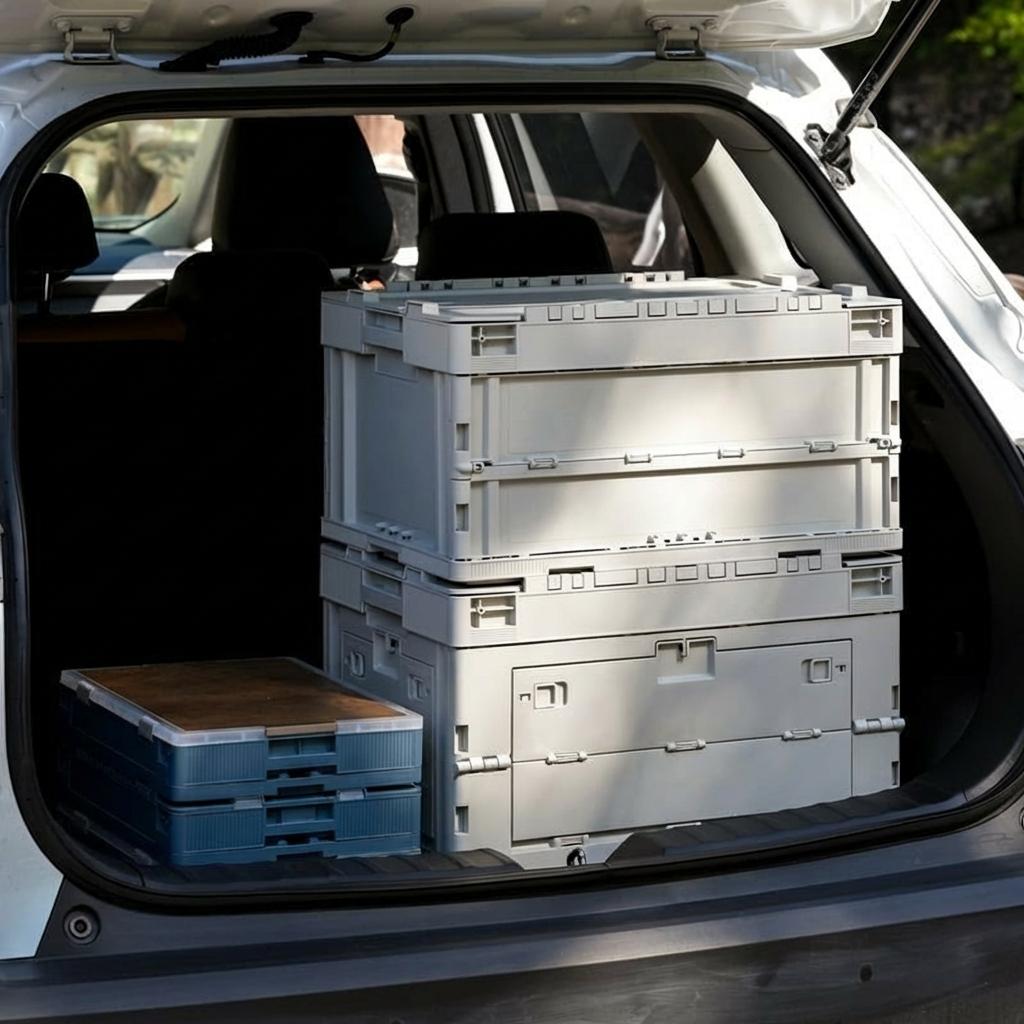040 Parts Faltbox 30L klappbar grau stapelbare Transportbox mit Klappdeckel Kofferraum Organizer Aufbewahrungsbox faltbar
