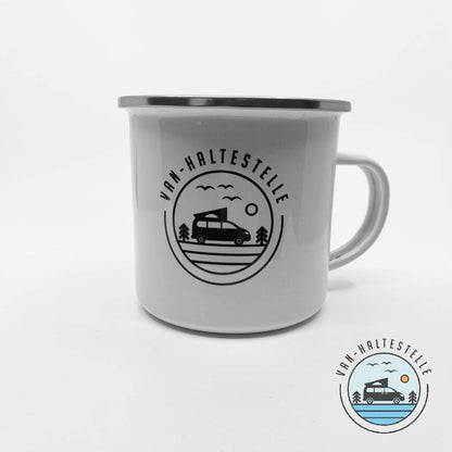 Van-Haltestelle Emaille Tasse Camping Zubehör  Alternativen Text bearbeiten