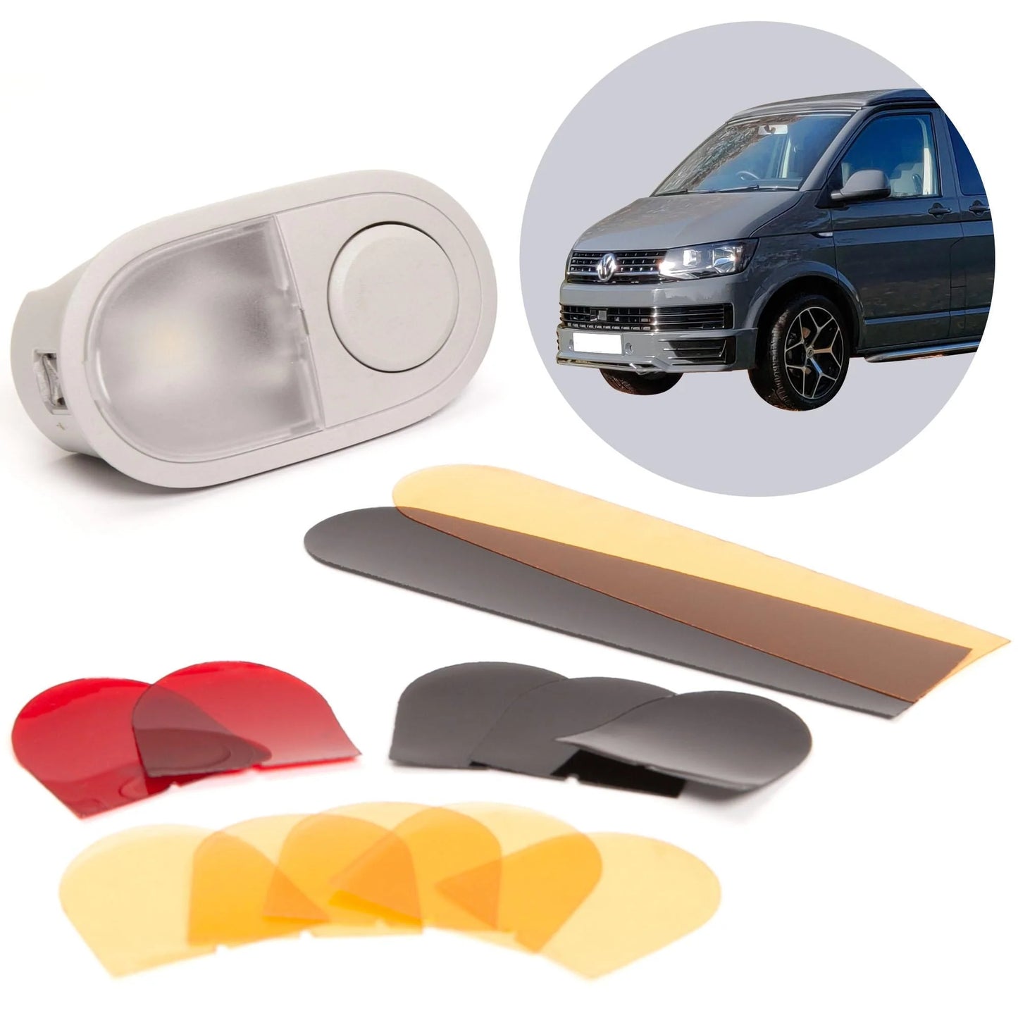 Farbfilter Set für LED Innenbeleuchtung kompatibel mit VW T6 / T5 / T6.1 auswechselbare Filterfolien für VW Leuchten im Fahrzeuginnenraum