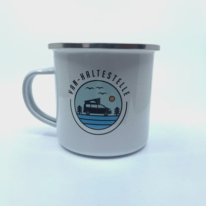 Van-Haltestelle Emaille Tasse Camping Zubehör  Alternativen Text bearbeiten