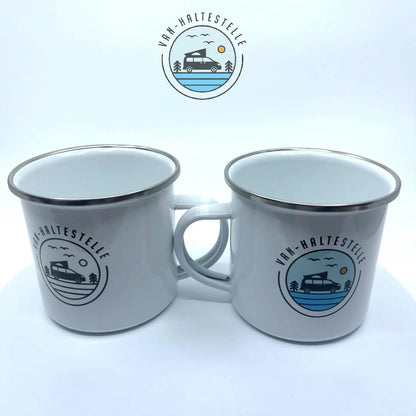 Van-Haltestelle Emaille Tasse Camping Zubehör  Alternativen Text bearbeiten