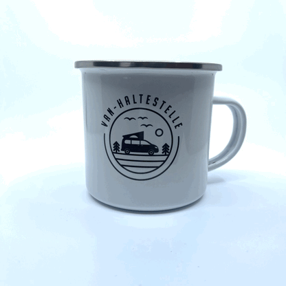 Van-Haltestelle Emaille Tasse Camping Zubehör  Alternativen Text bearbeiten
